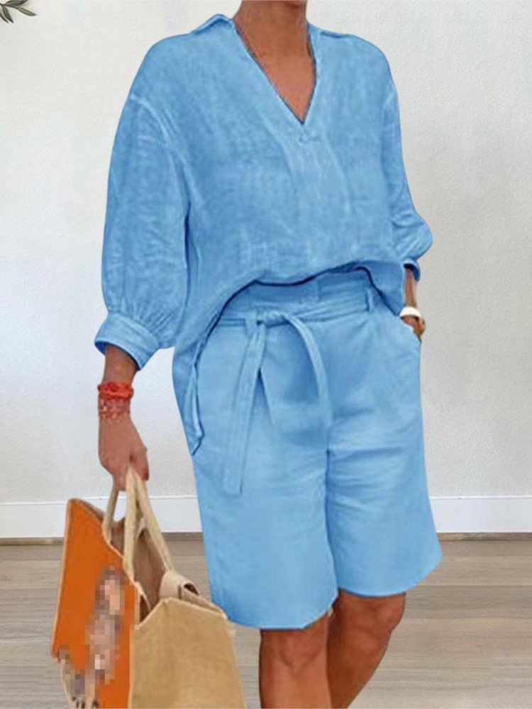 Summer Linen Clothing For Women - Women Suits Elegant Style Two Piece