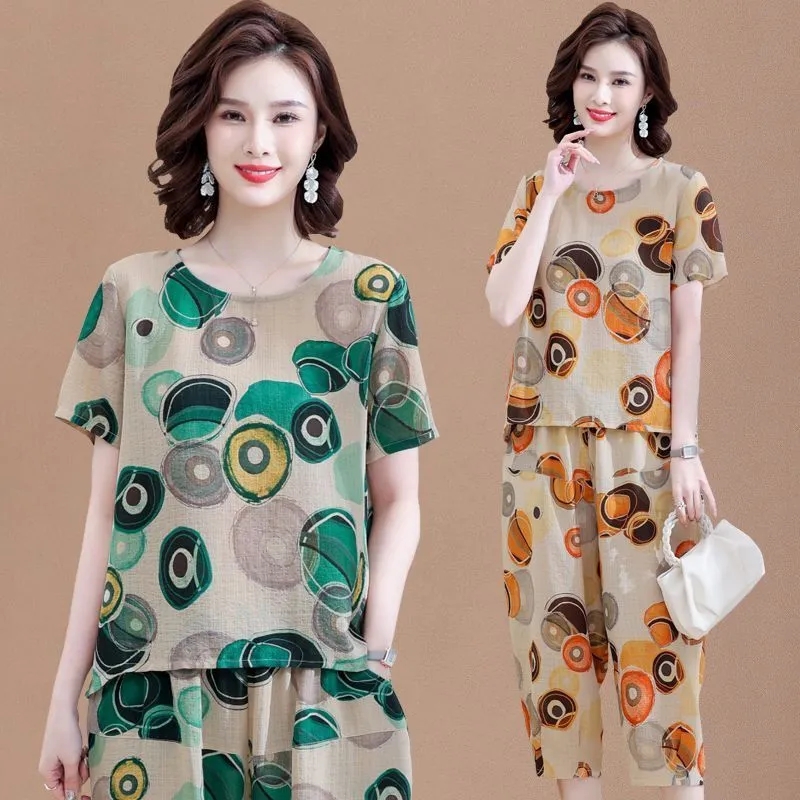 Summer Linen Clothing For Women - New Short-Sleeved T-Shirt for Summer Sets