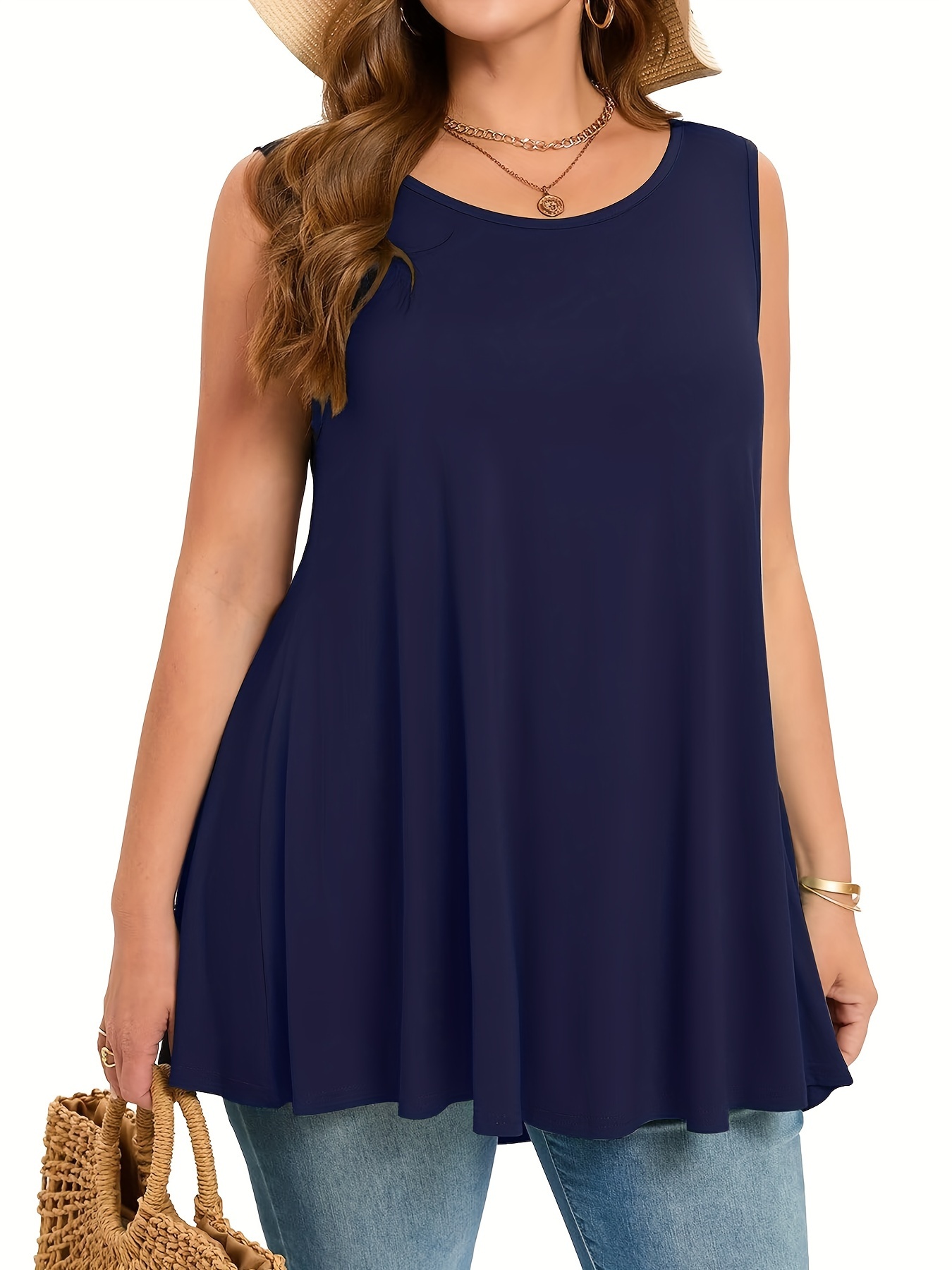 Plus Size Simple Solid Tank To - Summer Clothing Plus Size Women ulasan dan harga