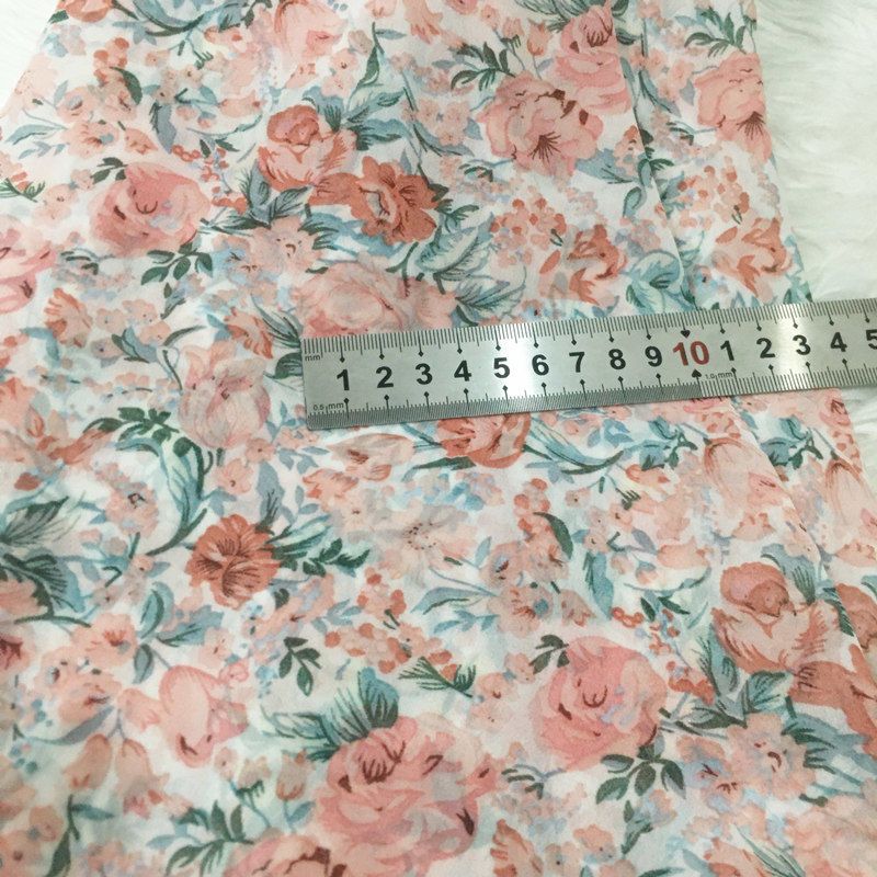 2/3m Floral Print Chiffon Fabr - Summer Clothing Material ulasan dan harga
