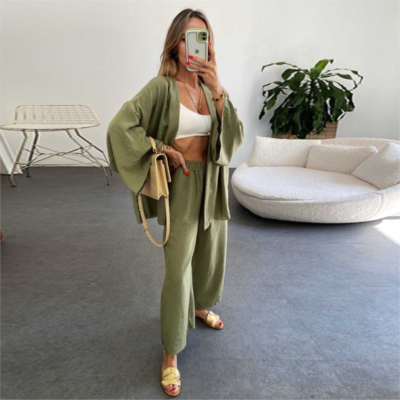 Women's Linen Trouser Suit Wit - Summer Linen Clothing For Women ulasan dan harga