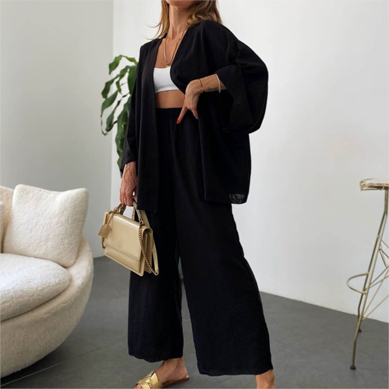 Women's Linen Trouser Suit Wit - Summer Linen Clothing For Women ulasan dan harga