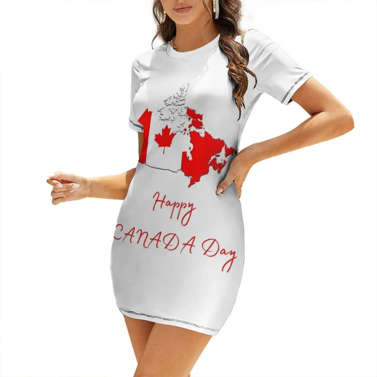 Happy Canada day Short-Sleeved - Summer Clothing Women Canada ulasan dan harga