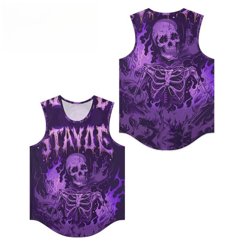 Skeleton Band Printed Men Vest - Summer Clothing Essentials Men ulasan dan harga