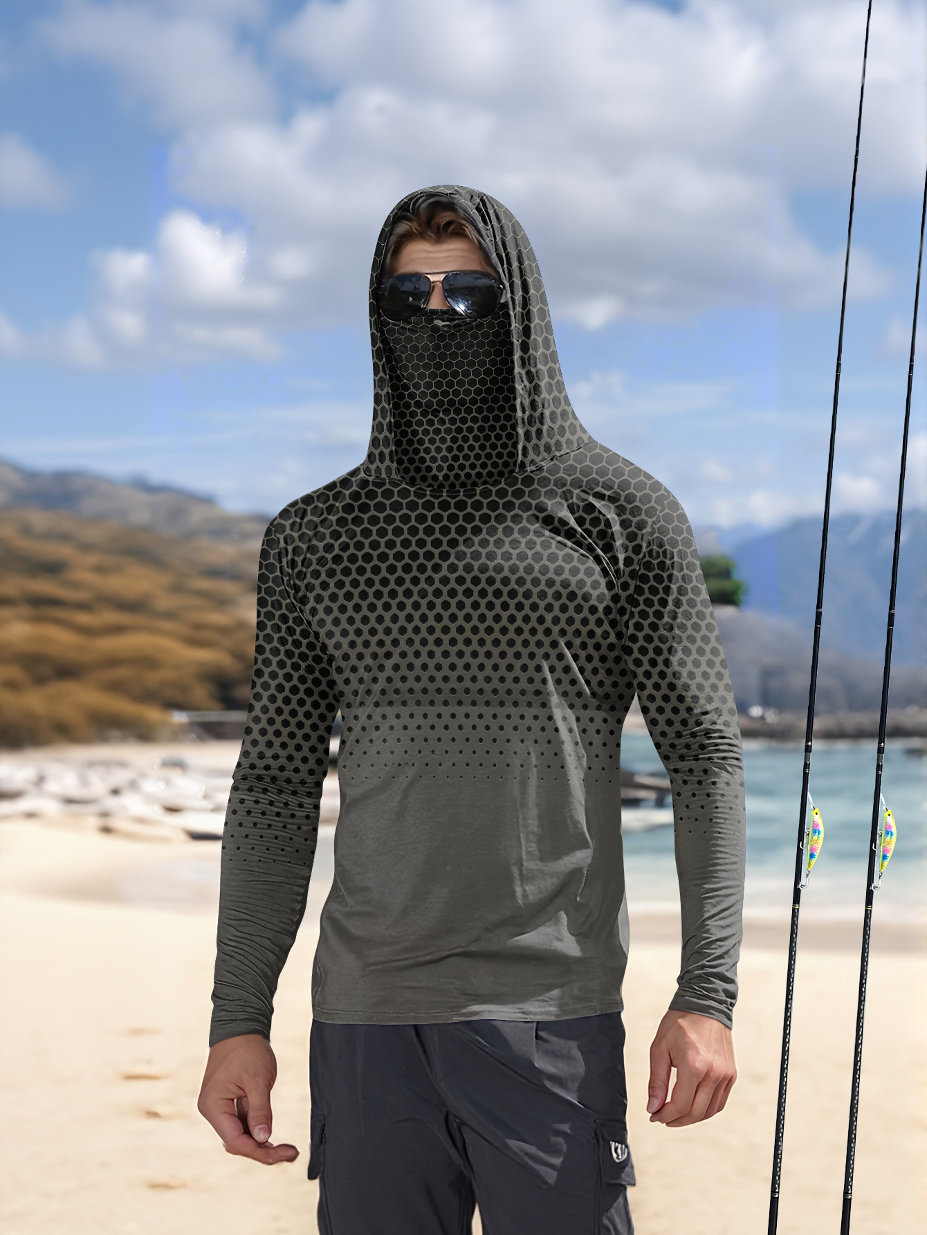Men Hood Fishing Shirt long sl - Summer Clothing Tops ulasan dan harga
