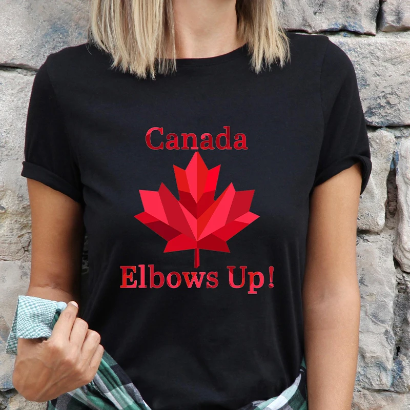 Elbows Up Canada Women T-shirt - Summer Clothing Women Canada ulasan dan harga