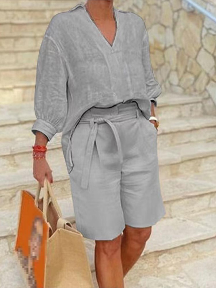 Women Suits Elegant Style Two  - Summer Linen Clothing For Women ulasan dan harga