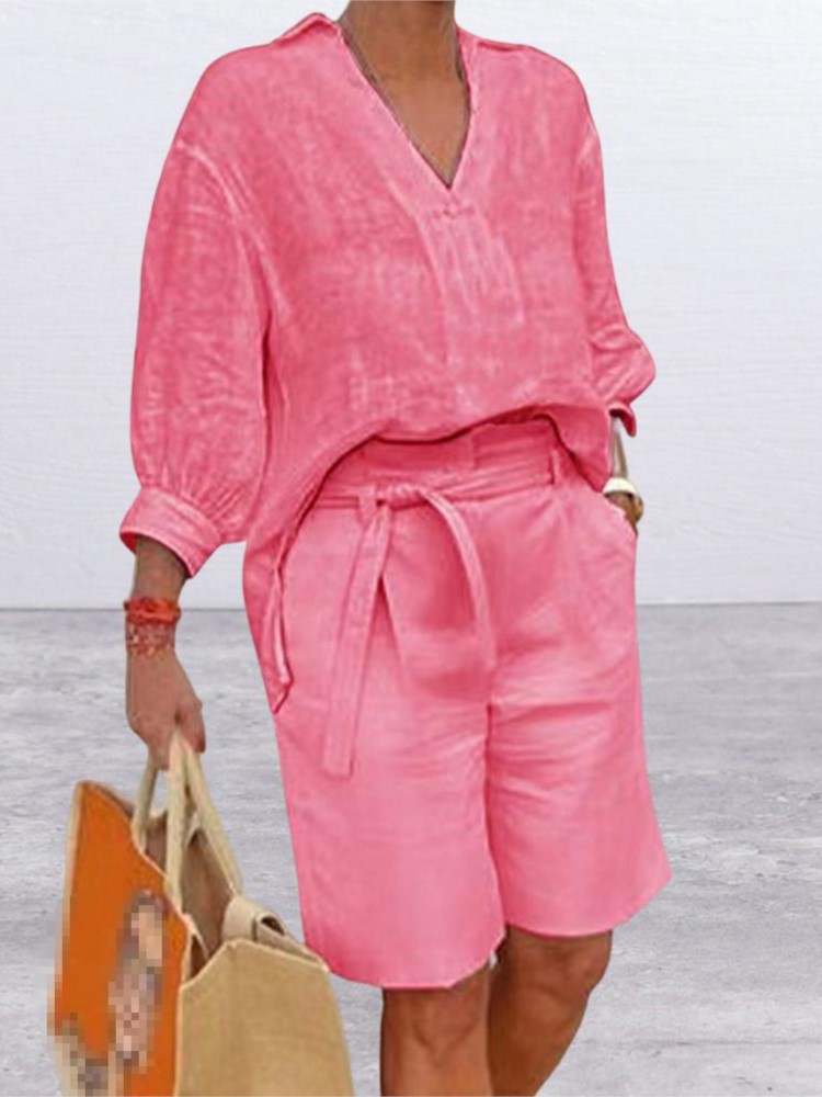 Women Suits Elegant Style Two  - Summer Linen Clothing For Women ulasan dan harga