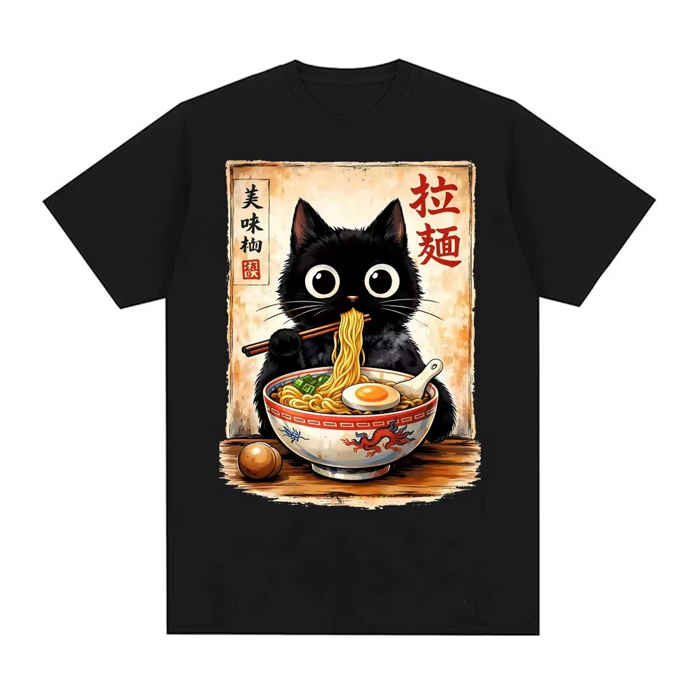 2026 Kawaii Ramen Cat Retro Ja - Summer Clothing Essentials Men ulasan dan harga
