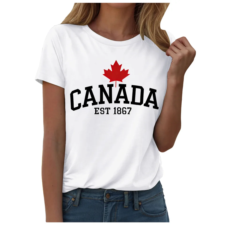 Maple Leaf Flag T-Shirt For Wo - Summer Clothing Women Canada ulasan dan harga